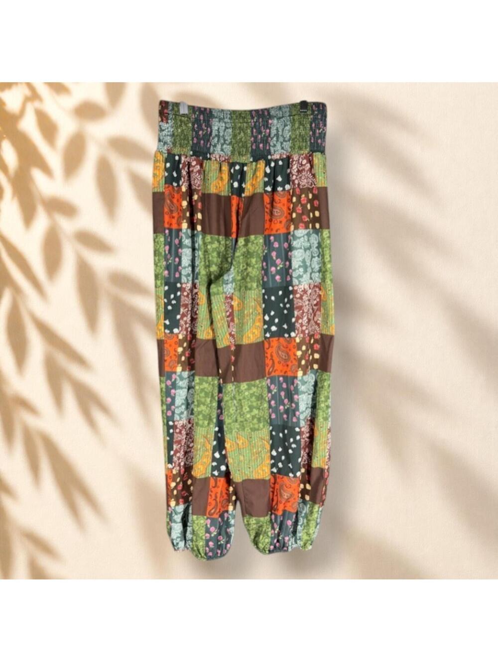 SheIn Pants Women XL Green Floral High Rise Straight Flat Front Pull On Chino